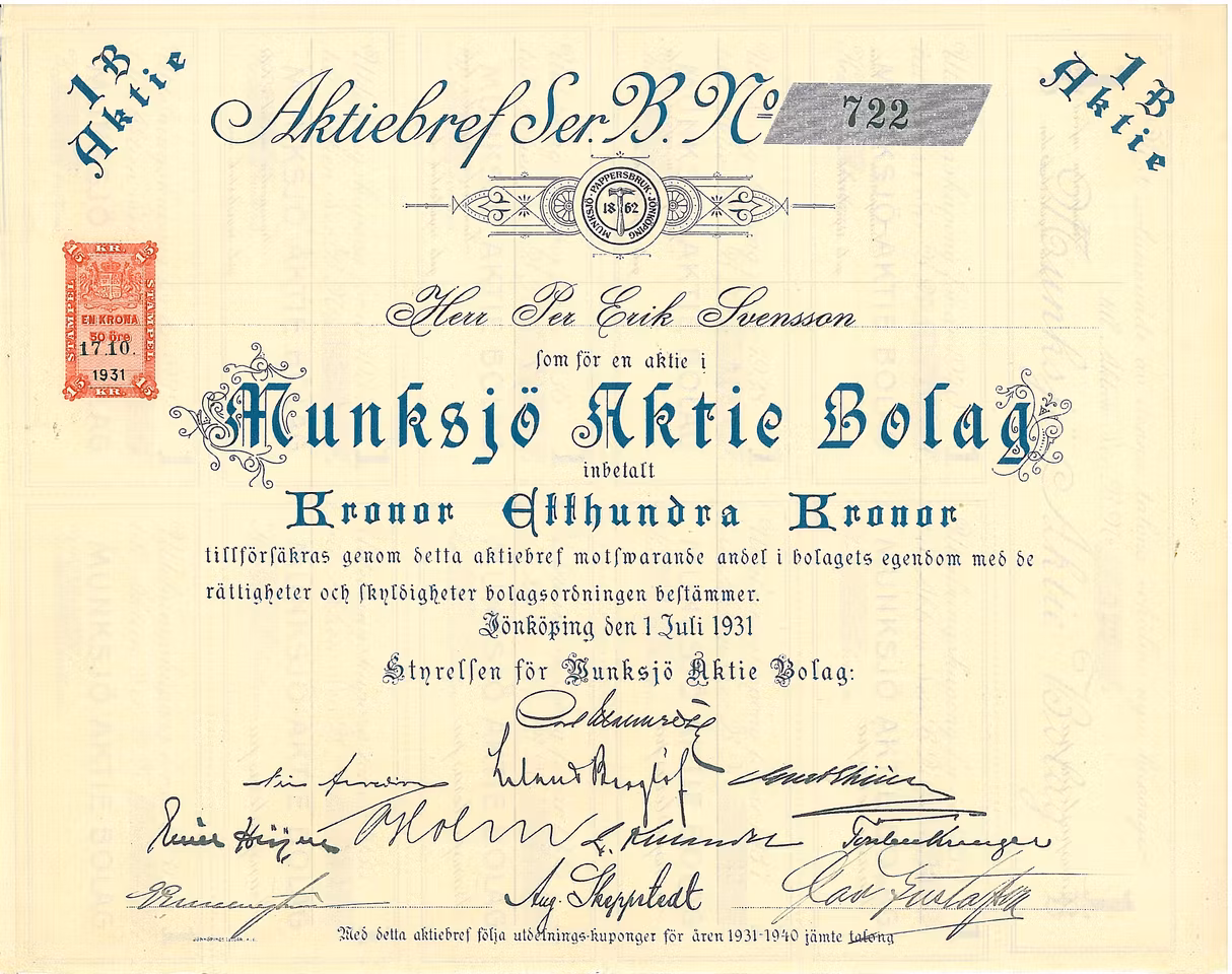 Munksjö AB, 1931