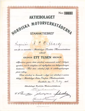 Nordiska Motorverkstäderna, AB, 1000 kr