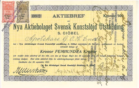 Nya AB Svensk Konstslöjd Utställning S. Giöbel