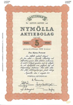 Nymölla AB, 500 kr, 1971