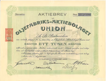 Oljefabriks AB Union, 1000 kr