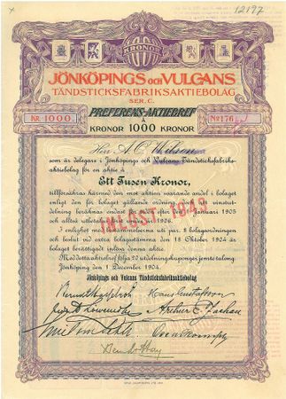Jönköpings och Vulcans Tändsticksfabriks AB, 1904