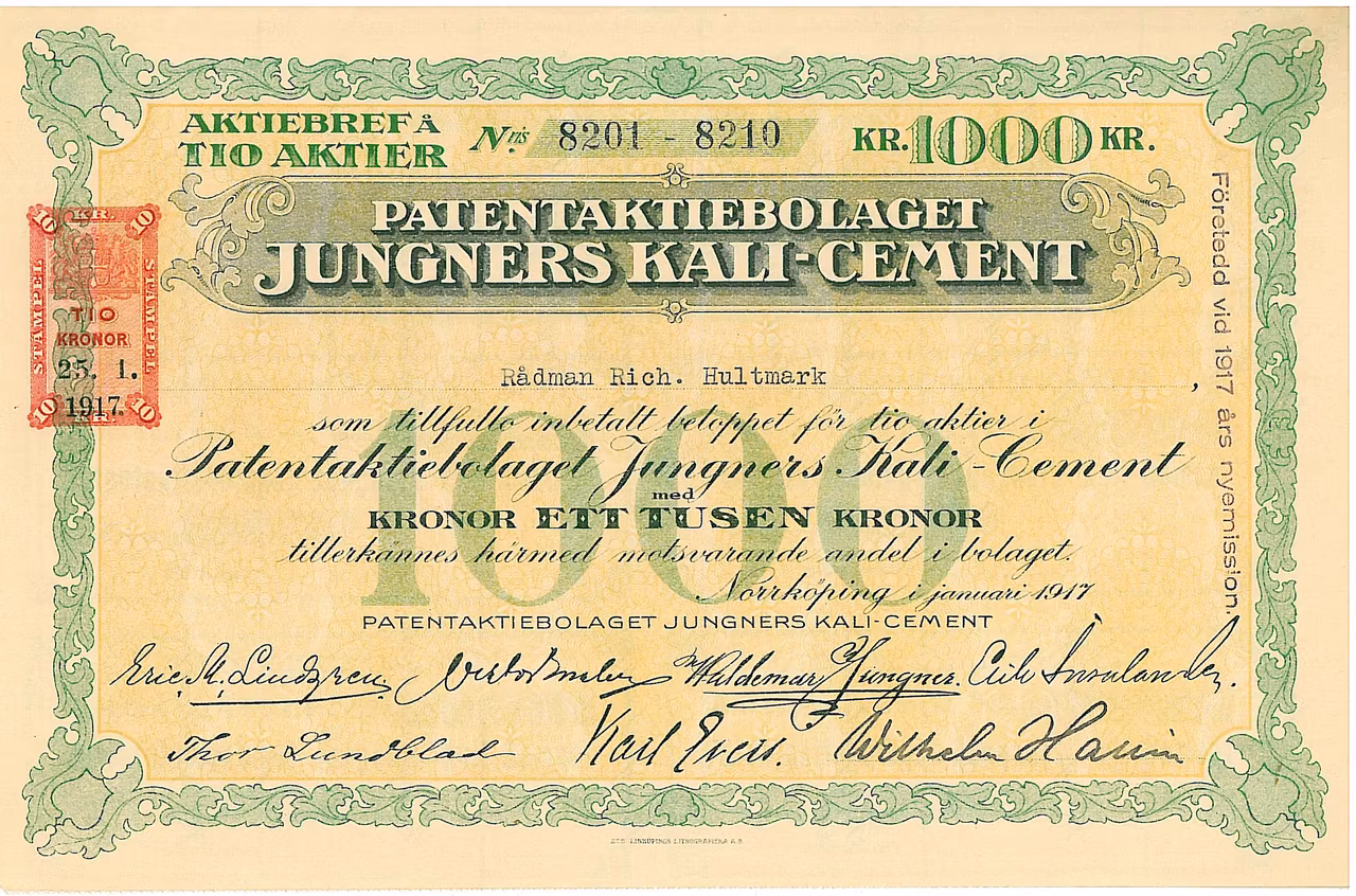 Patent AB Jungners Kali-Cement