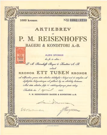 Reisenhoffs Bageri & Konditoria AB, P. M.