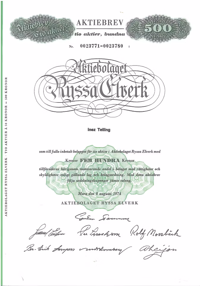 Ryssa Elverk, AB, 1974