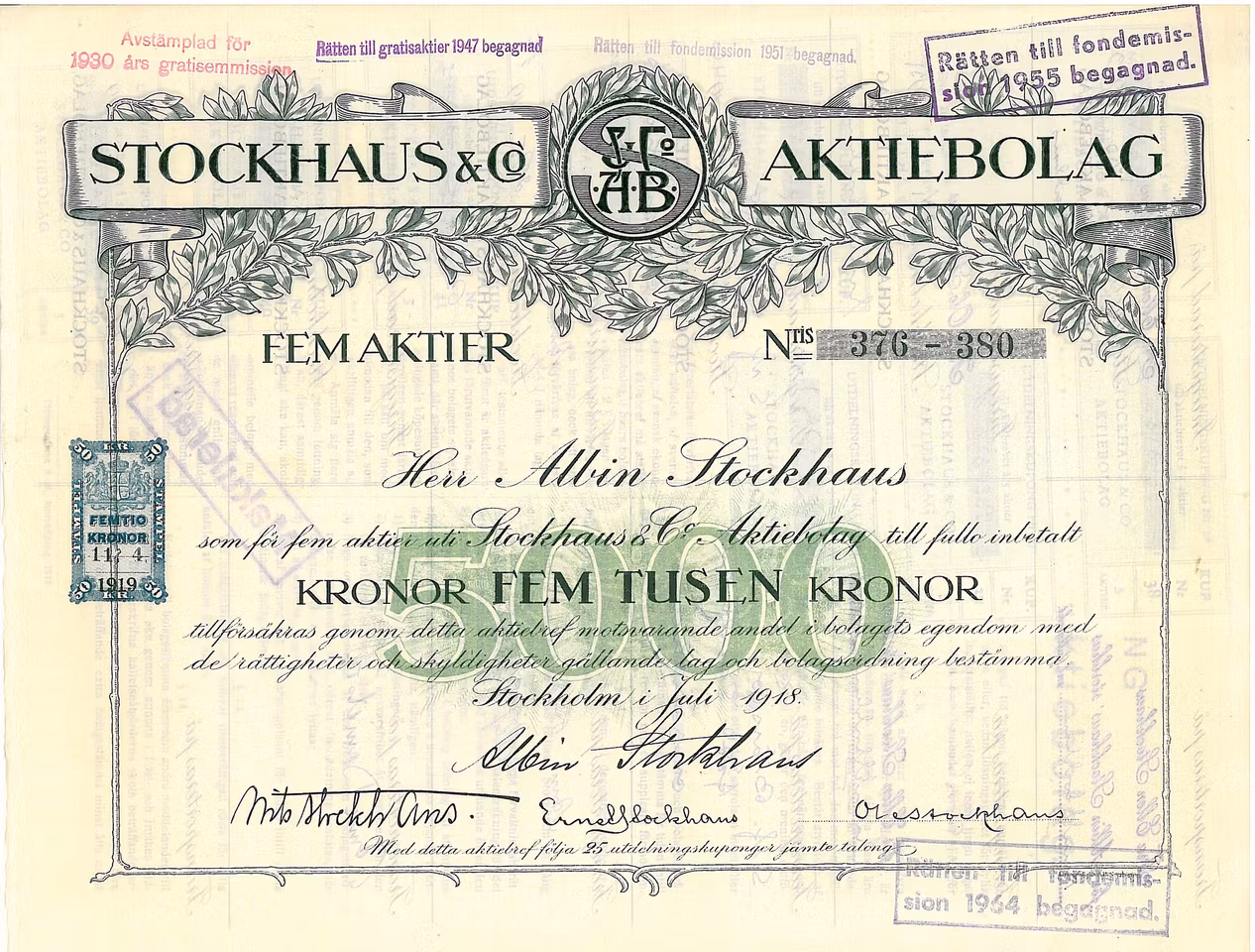 Stockhaus & Co AB, 5 000 kr