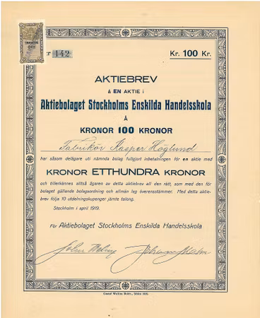 Stockholms Enskilda Handelsskola, AB