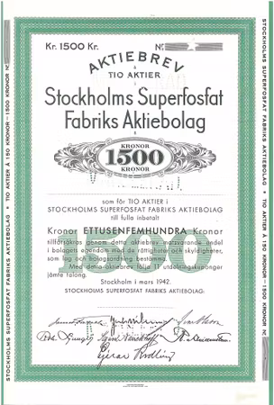 Stockholms Superfosfat Fabriks AB, 1942