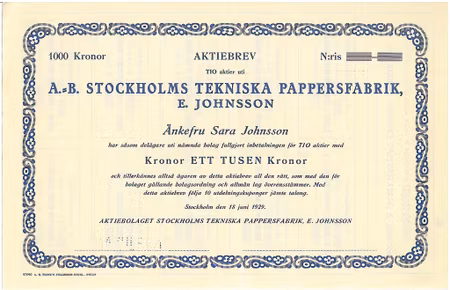 Stockholms Tekniska pappersfabrik E. Johnsson, AB