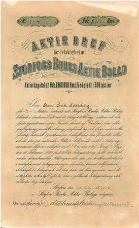 Storfors Bruks AB, 1909