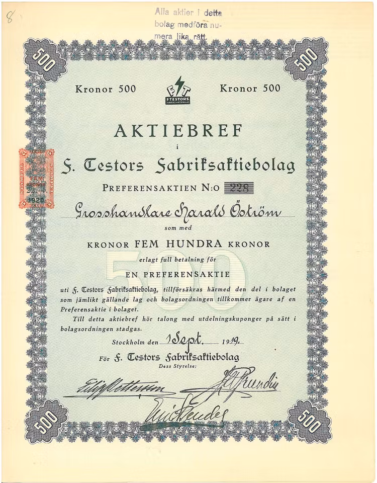 Testors Fabriks AB, F.