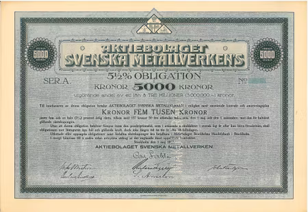 Svenska Metallverken, AB, Obligation