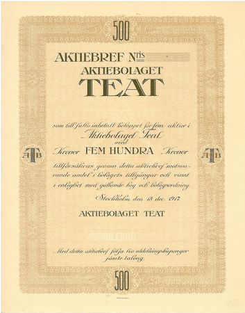 Teat, AB, 500 kr