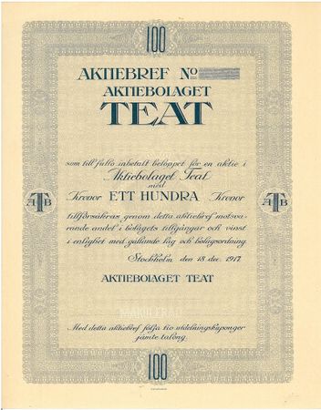Teat, AB, 100 kr