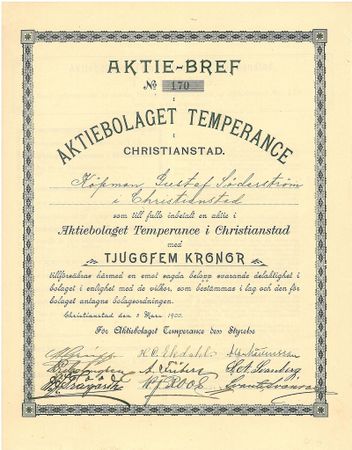 Temperance i Christianstad, AB