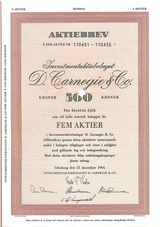 Investment AB D. Carnegie & Co.,