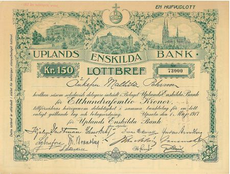 Uplands Enskilda Bank, 1917