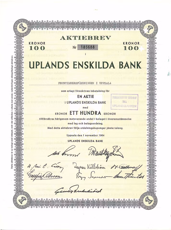 Uplands Enskilda Bank, 1964