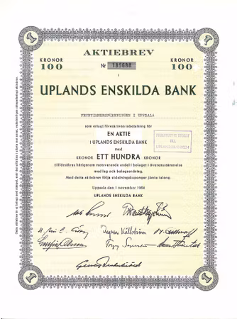 Uplands Enskilda Bank, 1964