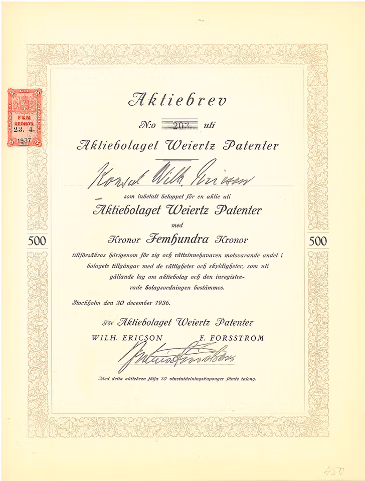 Weiertz Patenter, AB
