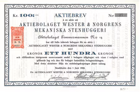 Wester & Norgrens Mekaniska Stenhuggeri, AB