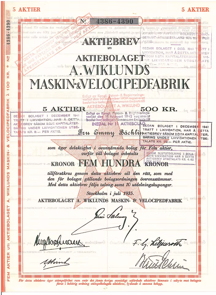 Wiklunds Maskin & Velocipedfabrik, AB A