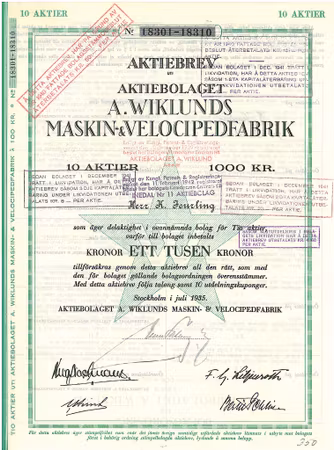Wiklunds Maskin & Velocipedfabrik, AB A
