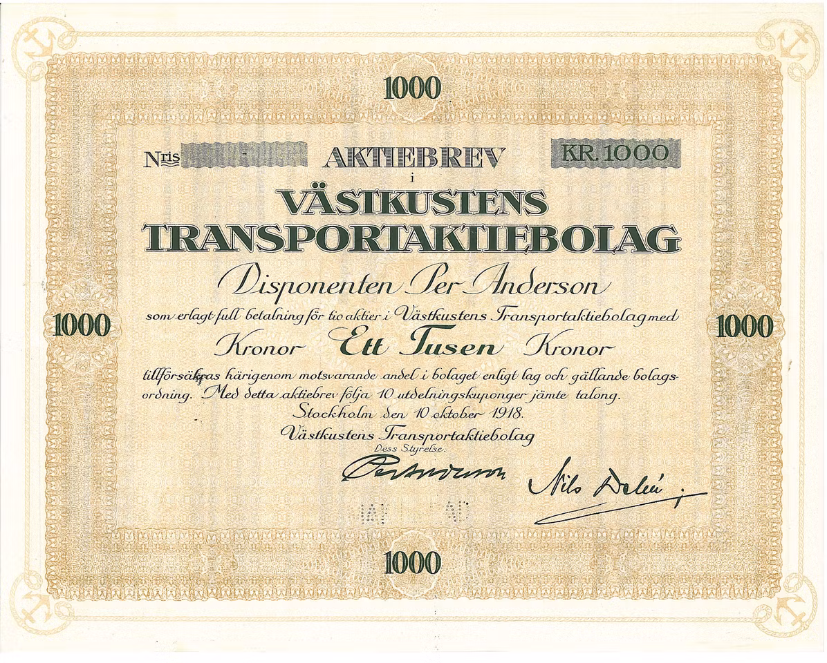 Västkustens Transport AB, 1000  kr