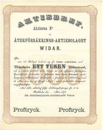 Återförsäkrings AB Widar, Provtryck