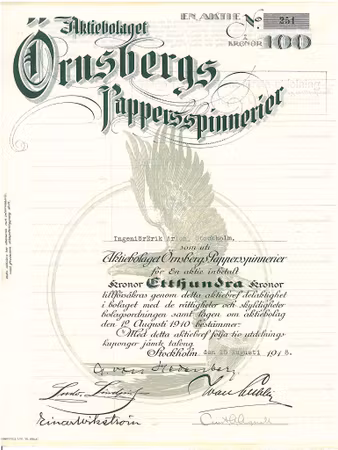 Örnsbergs Pappersspinnerier, AB, 100 kr