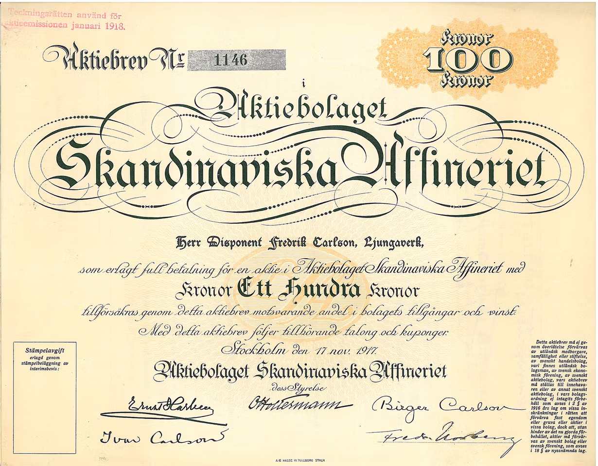 Skandinaviska Affineriet, AB, 100 kr