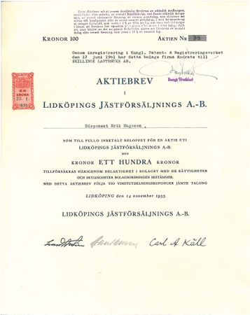 Lidköpings Jästförsäljnings, AB, 100 kr