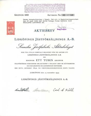 Lidköpings Jästförsäljnings, AB, 1000 kr