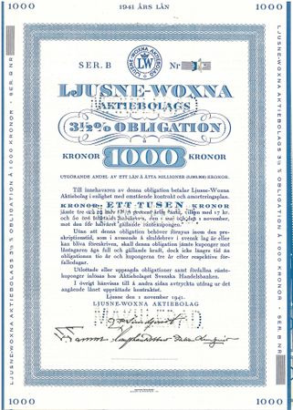 Ljusne-Woxna AB, Obligation