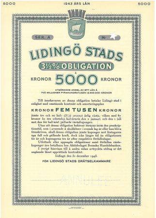 Lidingö Stads Obligation