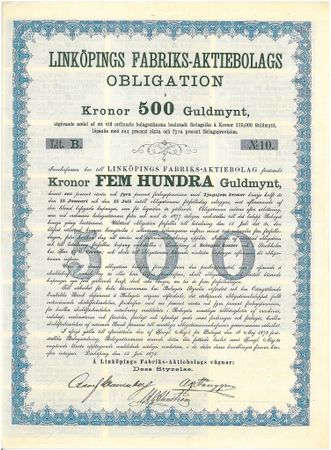 Linköpings Fabriks AB, Obligation