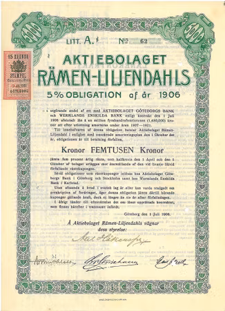 Rämen-Liljendahls, AB, Obligation