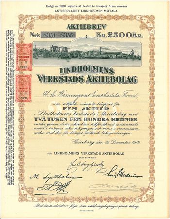 Lindholmens Verkstads AB, 2500 kr, 1919