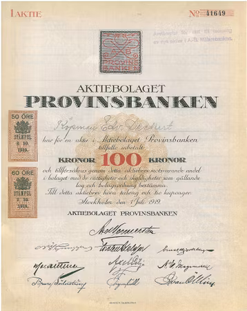 Provinsbanken, AB, 100 kr