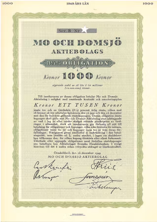 Mo och Domsjö AB, Obligtion