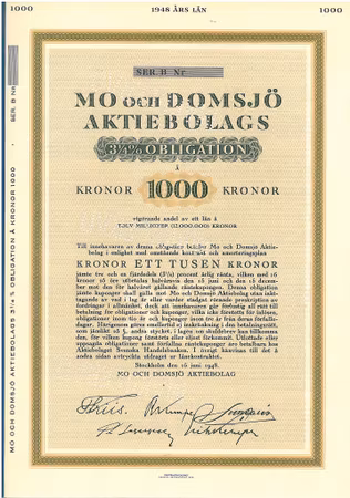 Mo och Domsjö AB, Obligtion