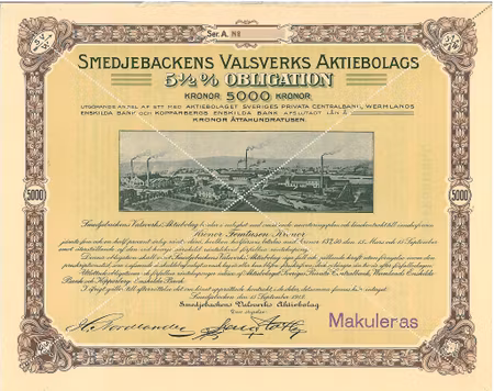 Smedjebackens Valsverks AB, Obligation