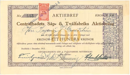 Centralbadets Såp- & Tvålfabriks AB, 1913