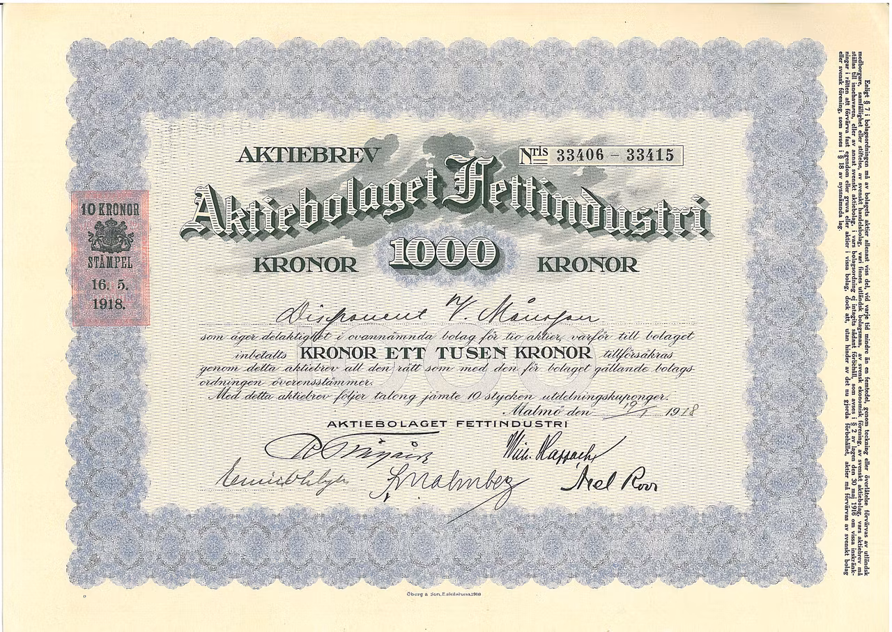 Fettindustri, AB, 1000 kr