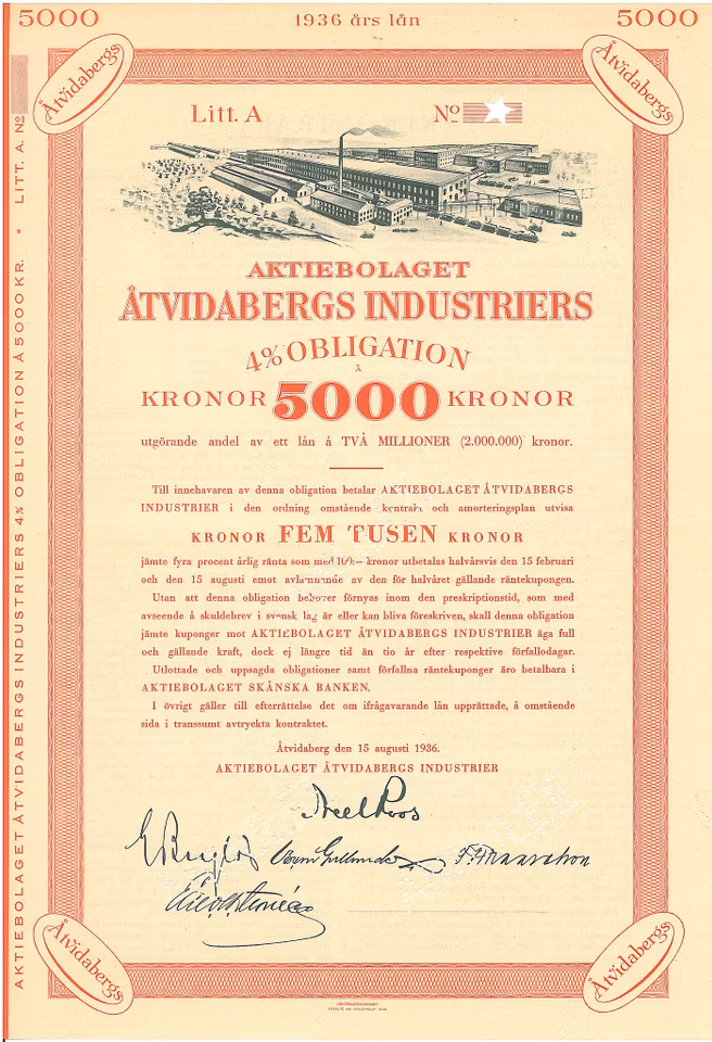 Åtvidabergs Industriers, AB, Obligationer