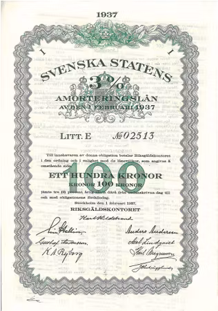 Svenskt Statslån 1937
