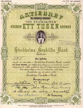 Stockholms Enskilda Bank, 1000 kr, 1956