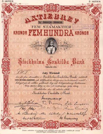 Stockholms Enskilda Bank, 500 kr, 1956