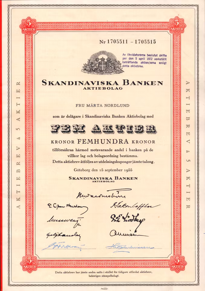 Skandinaviska Banken, 1955
