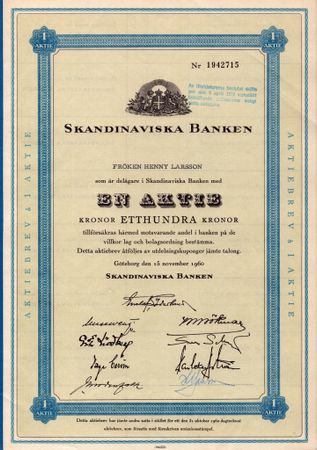 Skandinaviska Banken, 1960